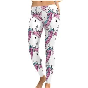 Kawaii White Unicorn Leggings 3D Image size L